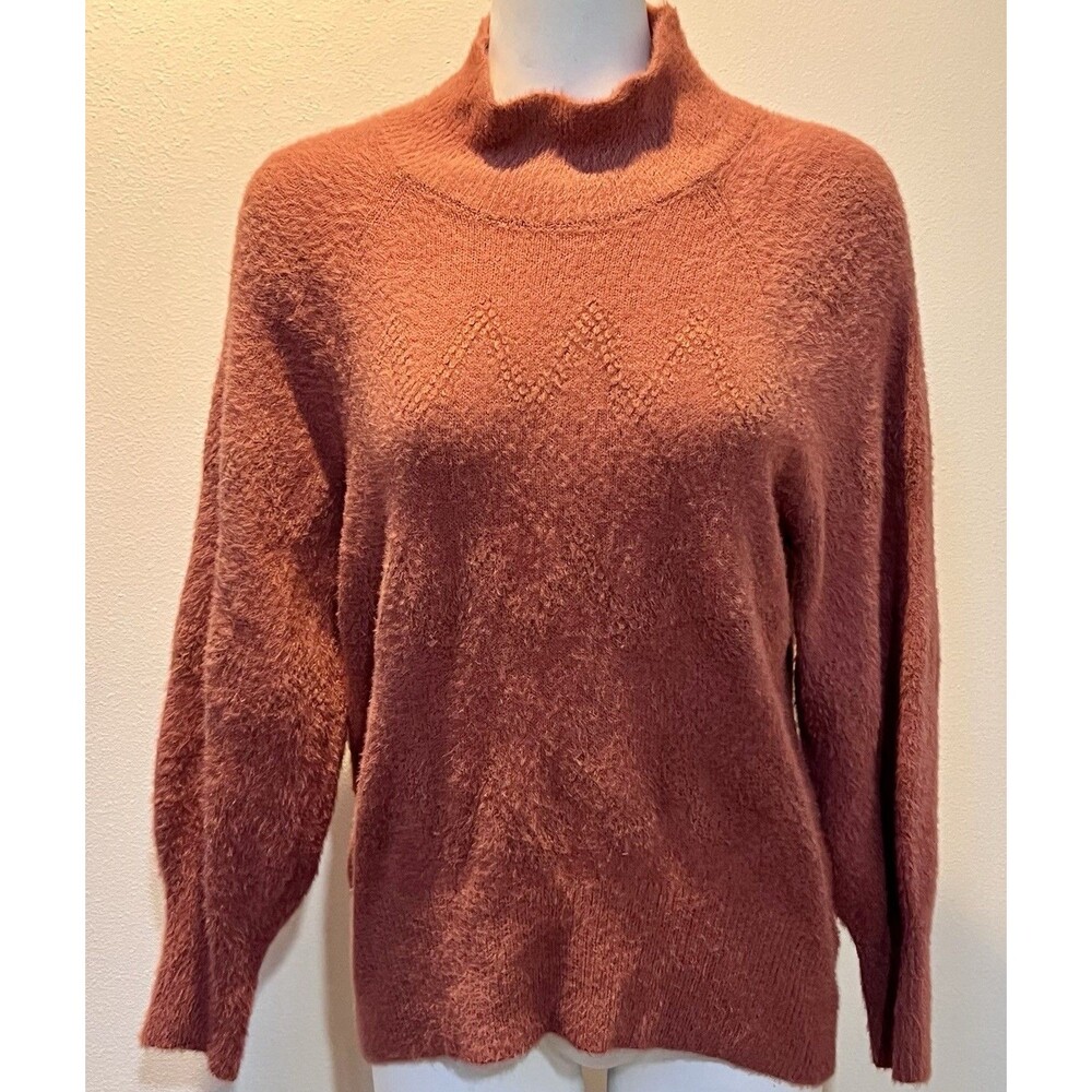 Another Love Terracotta Fuzzy Knit Sweater Women’s Small | Raglan Long Sleeve